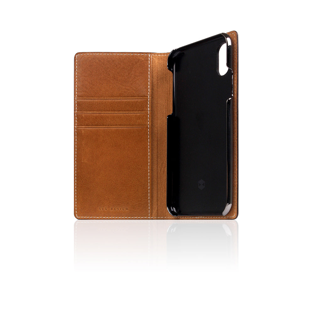 D+ Italian Temponata Leather Case for iPhone X / XS Tan Blue