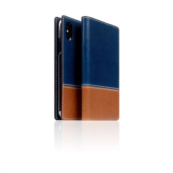 D+ Italian Temponata Leather Case for iPhone 11 Pro Blue Tan