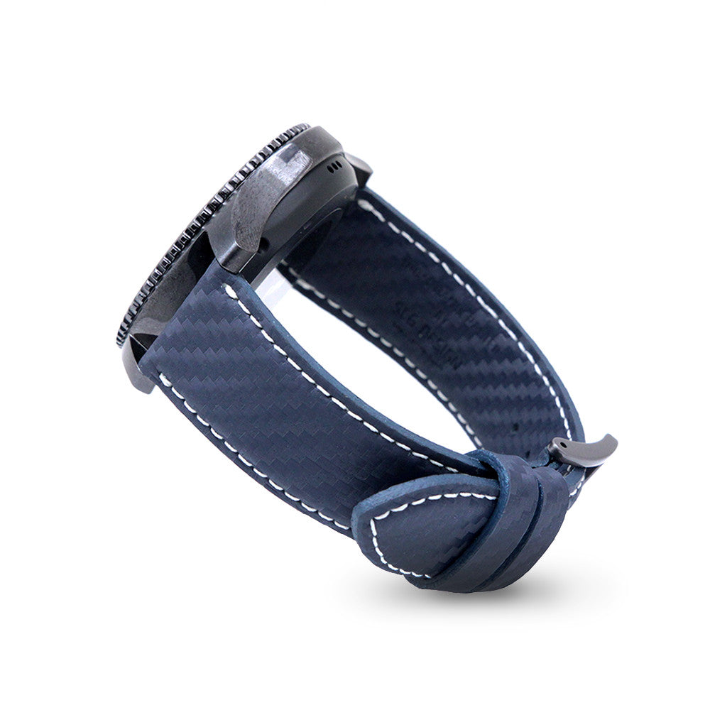 D+ Italian Carbon Leather Strap for Gear S3 Navy