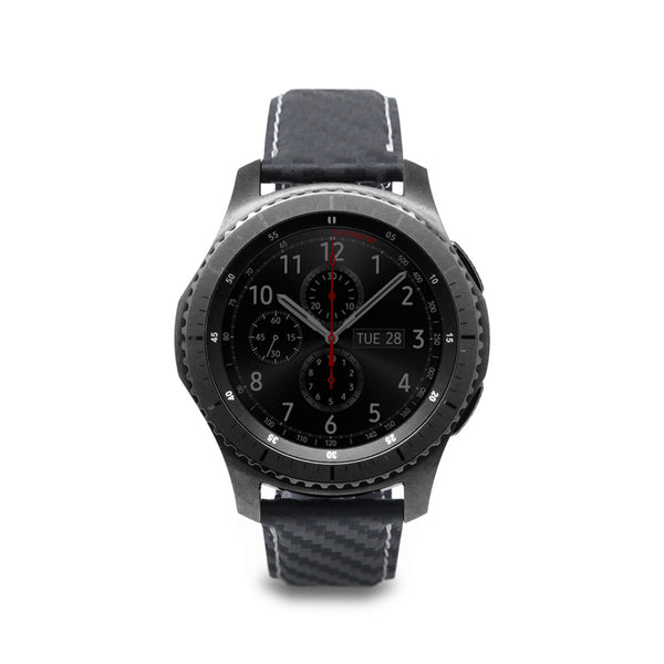 D+ Italian Carbon Leather Strap for Gear S3 Black