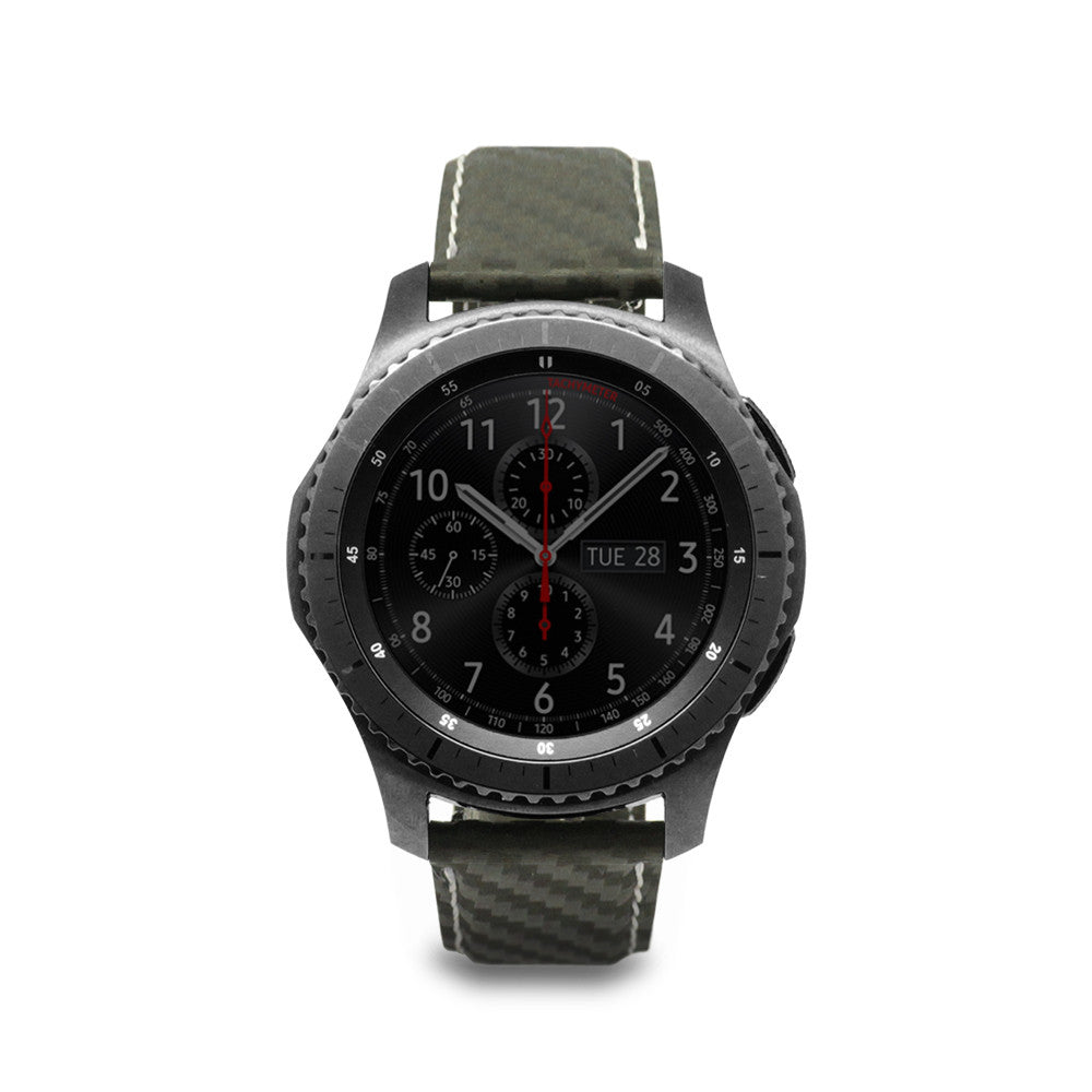 D+ Italian Carbon Leather Strap for Gear S3 Khaki