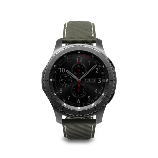 D+ Italian Carbon Leather Strap for Gear S3 Khaki