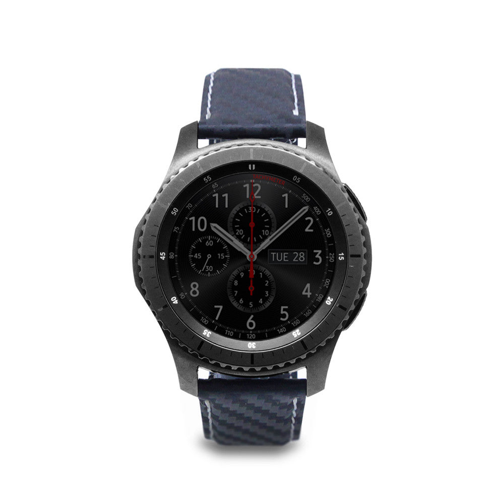 D+ Italian Carbon Leather Strap for Gear S3 Navy