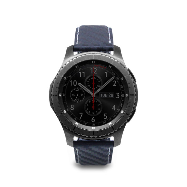 D+ Italian Carbon Leather Strap for Gear S3 Navy