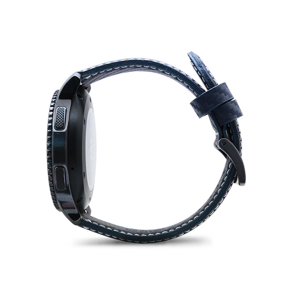 D+ Italian Carbon Leather Strap for Gear S3 Navy