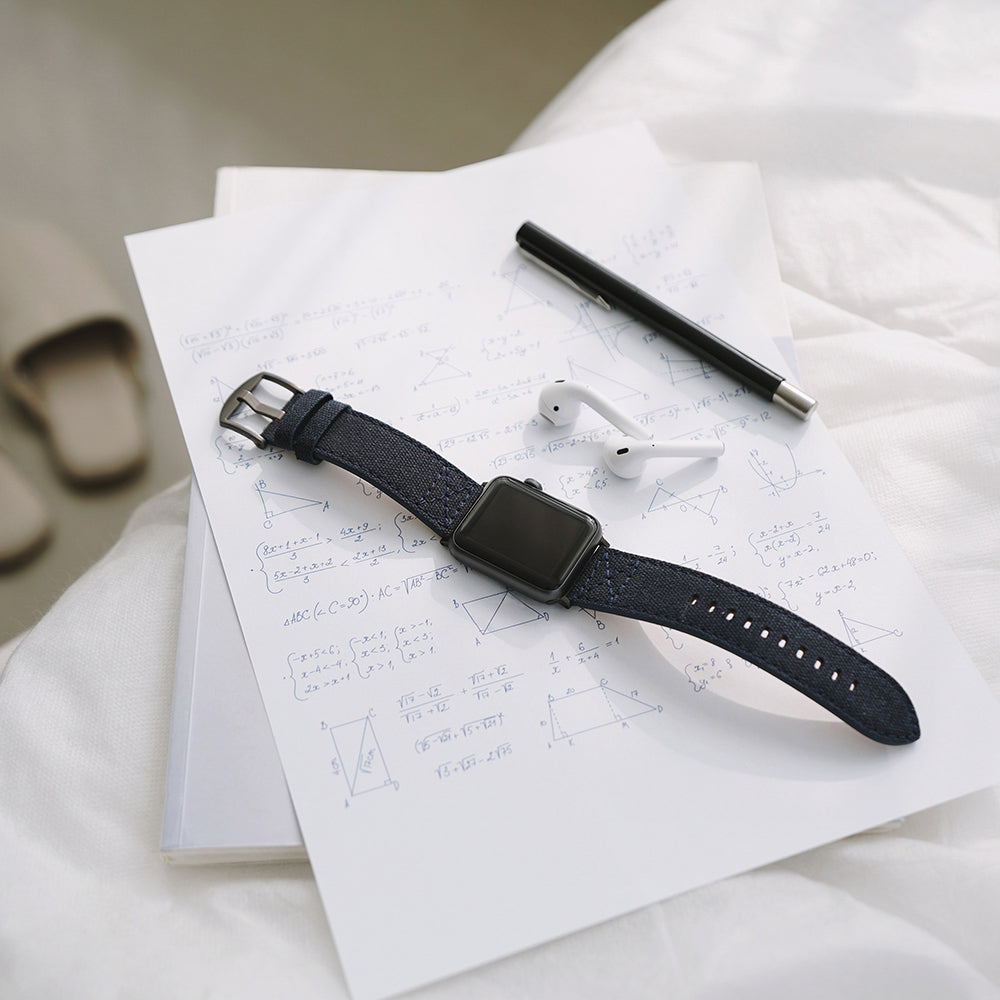 D+ Wax Canvas Strap for Apple Watch SE, ULTRA 2, Series 1-9 42/44/45/49mm (Navy)