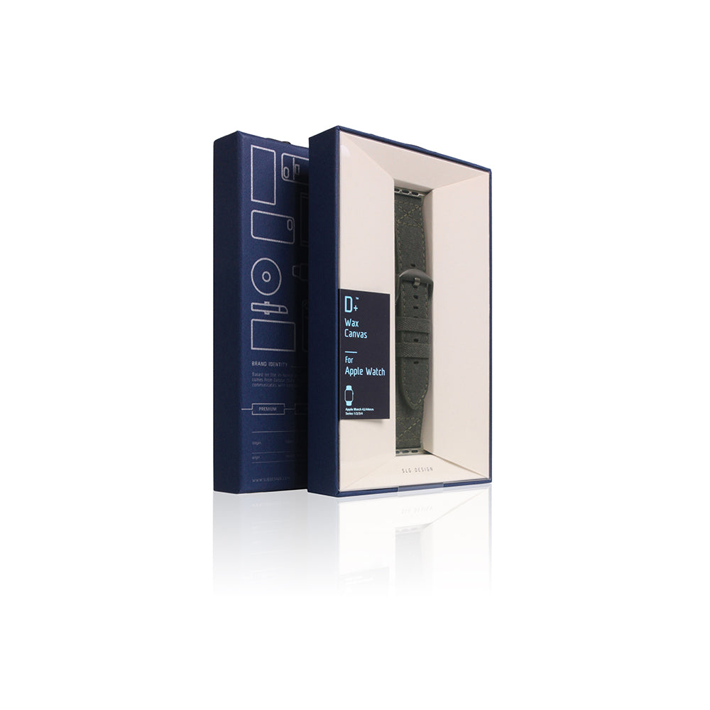 D+ Wax Canvas Strap for Apple Watch SE, ULTRA 2, Series 1-9 42/44/45/49mm (Khaki)