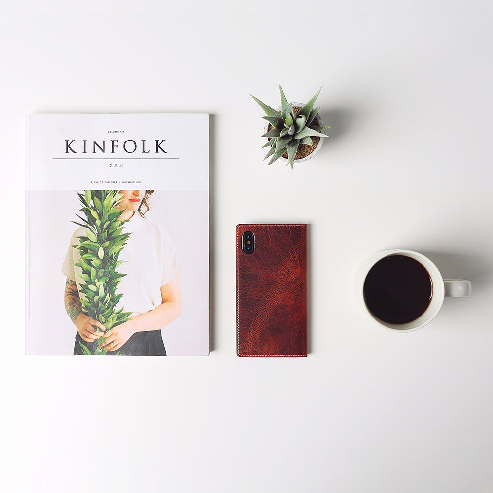 D7 Italian Wax Leather Case for iPhone X / XS Brown