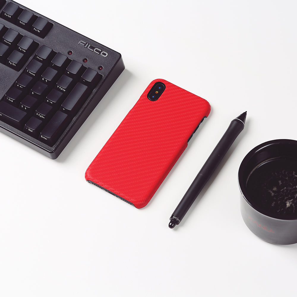 D+ Italian Carbon Leather Back Case for iPhone X / XS Red