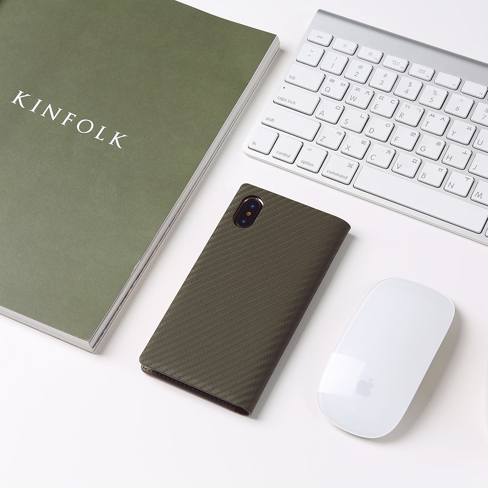 D+ Italian Carbon Leather Case for iPhone X / XS Khaki