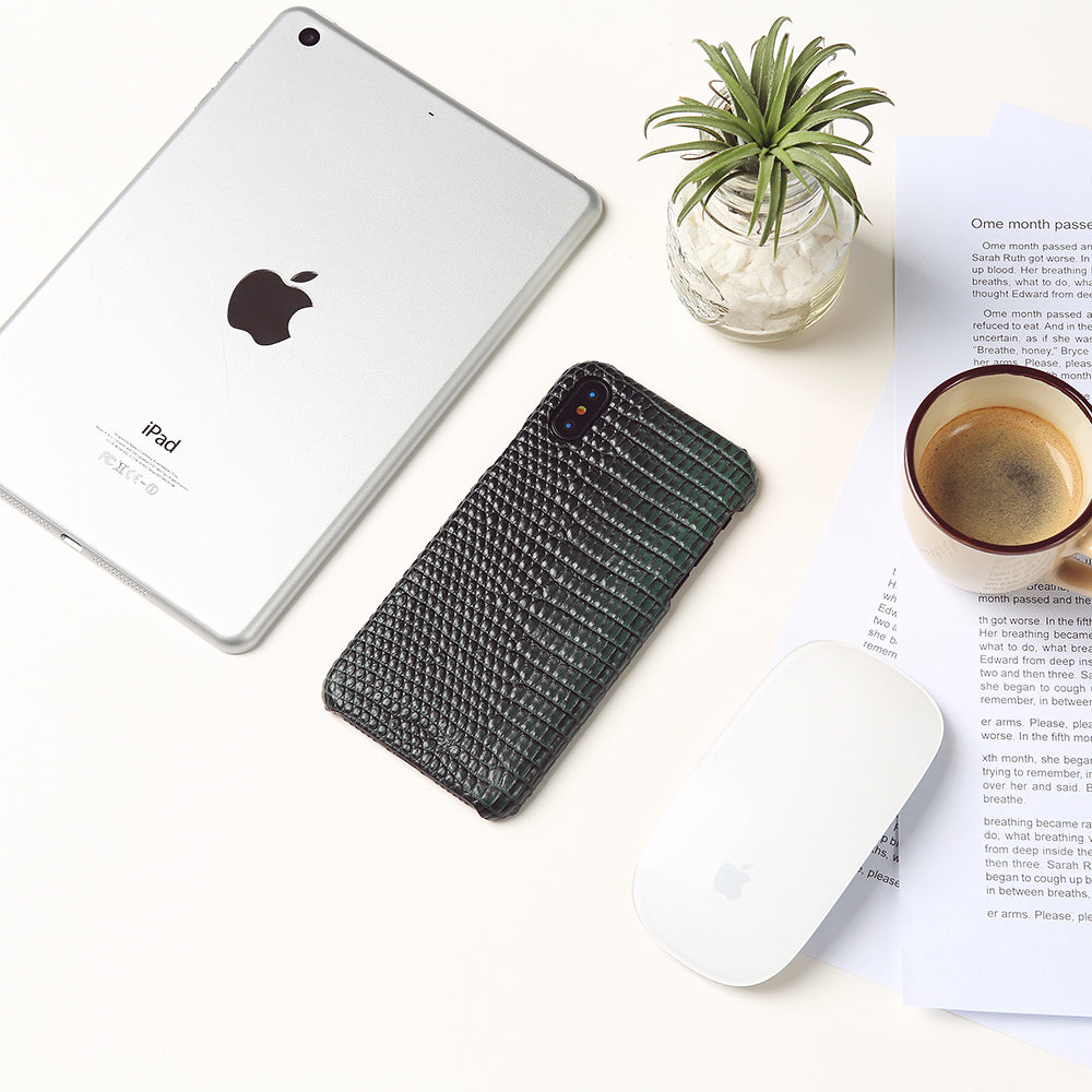 D3 Italian Lizard Leather Back Case for iPhone X / XS Green