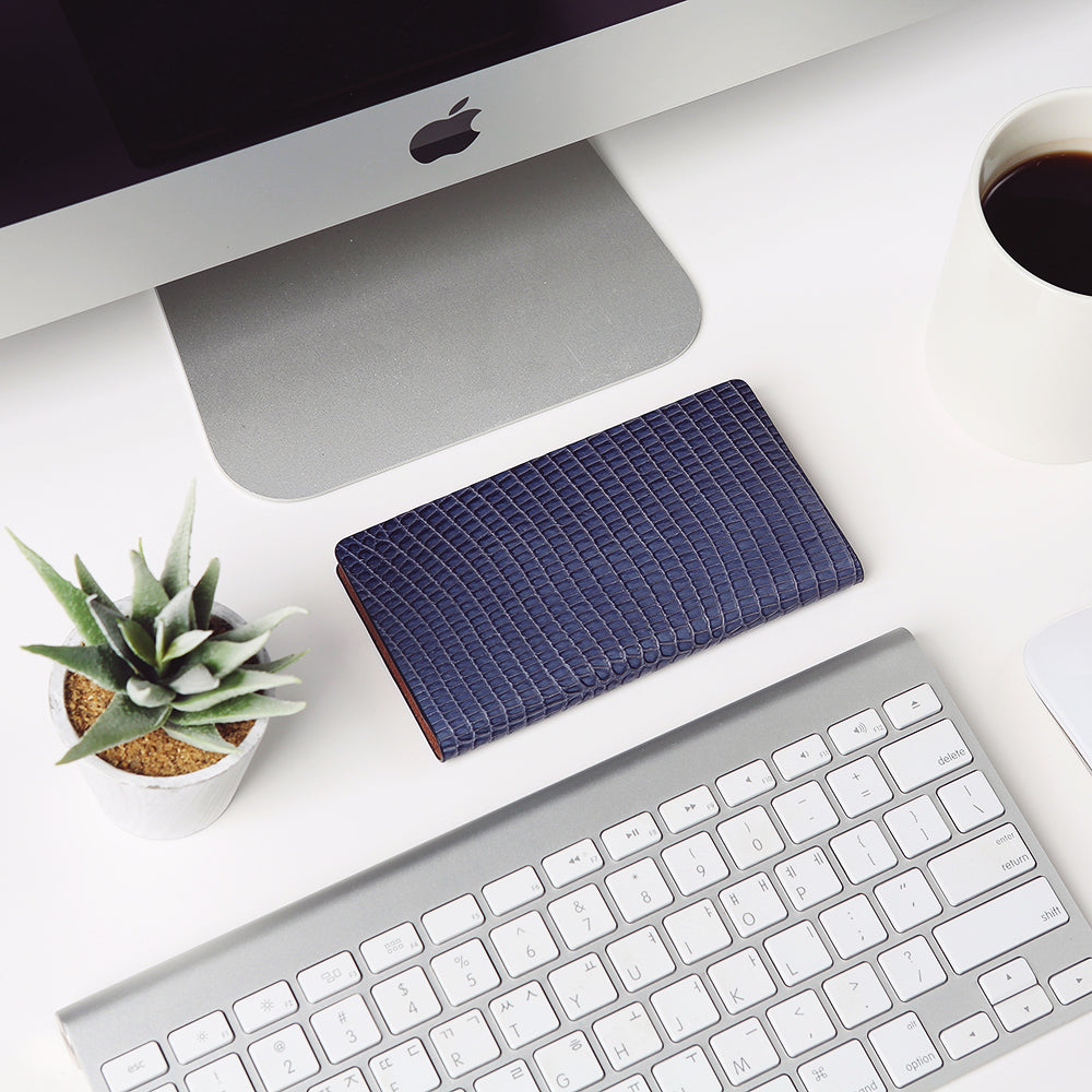 D3 Italian Lizard Leather Case for iPhone X / XS Blue